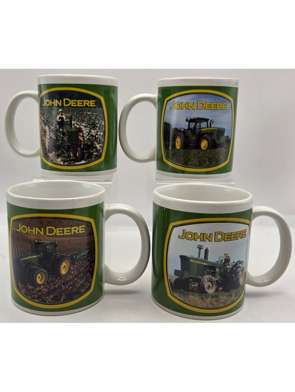 Vintage John Deere 2005 Collector Series Coffee Mugs Set of 4 Harvest Tractors